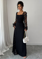 Floral Jacquard Lace Inset Maxi Dress