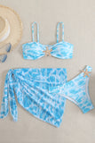 Water-Print Bikini Sheer Skirt 3-Piece Set - Swimwear from Cindelily
