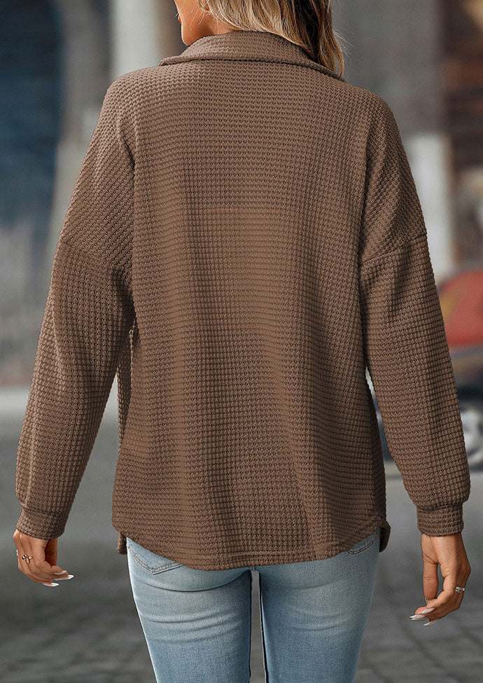 Waffle Button Up Pocket Detail Casual Shirt