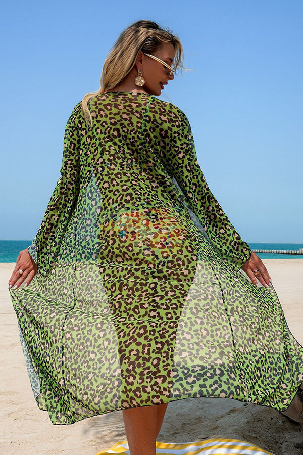 Leopard & Tropical Print 3-Piece Swim Set - Swimwear from Cindelily