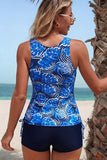 Tropical Leaf Print Tankini Set - Swimwear from Cindelily