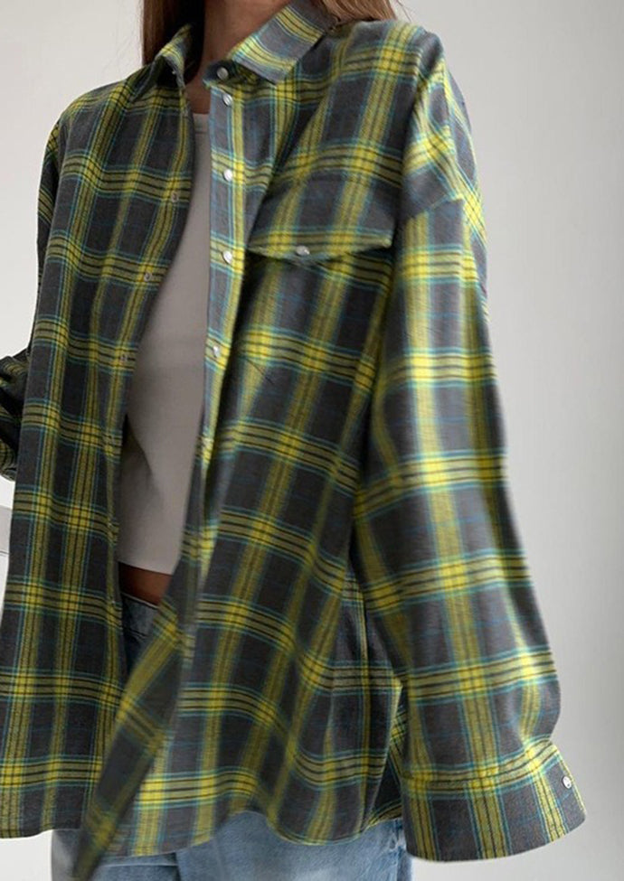 Retro Plaid Pocket Detail Button Up Shirt