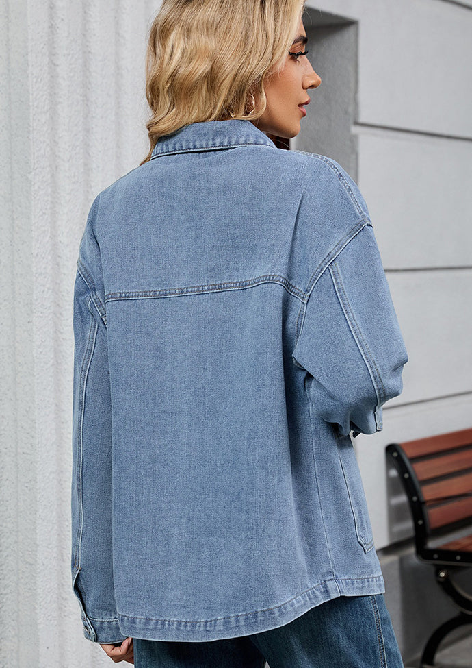 Washed Denim Jacket with Pockets