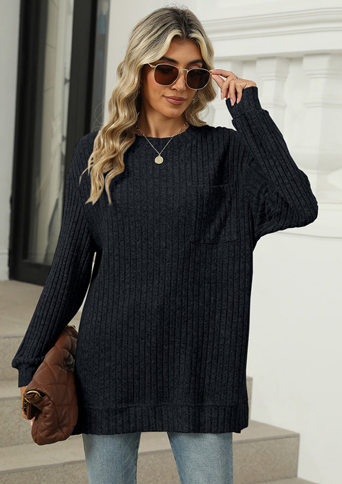 Side Split Pocket Detail Textured Casual Tunic