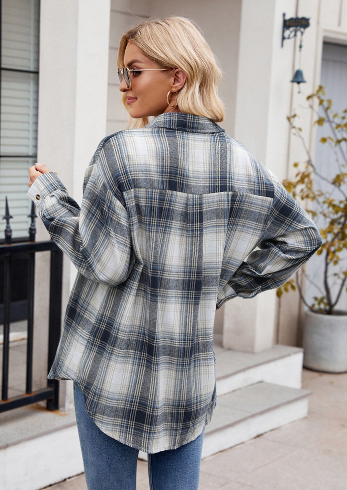 Vintage Plaid Button Up Shirt with Pocket