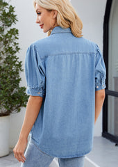 Pocket Detail Short Sleeve Denim Shirt