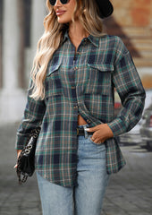 Retro Plaid Button Up Long Sleeve Casual Shirt