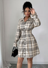 Plaid Slim Fit Button Up Shirt Dress