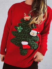 Christmas Tree Jacquard Crew Neck Sweater