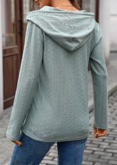 Jacquard Button Up Hooded Casual Top