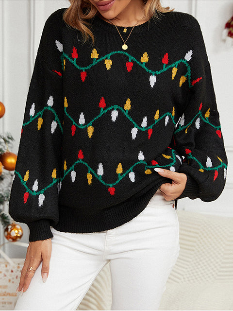 Christmas Colorful Lights Jacquard Sweater