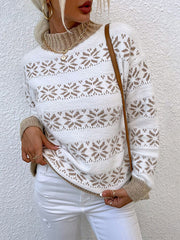 Christmas Snowflake Jacquard Turtleneck Sweater