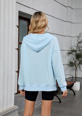Half Zip Size Split Hoodie with Front Pocket