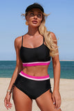 Striped Two-Piece Bikini Set Black - Swimwear from Cindelily