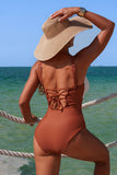 Wrap-Front One-Piece Swimsuit with Starfish Accent - Swimwear from Cindelily