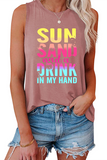 Sun Sand and A Drink Graphic Tank Top Dusty pink - Tops from Cindelily