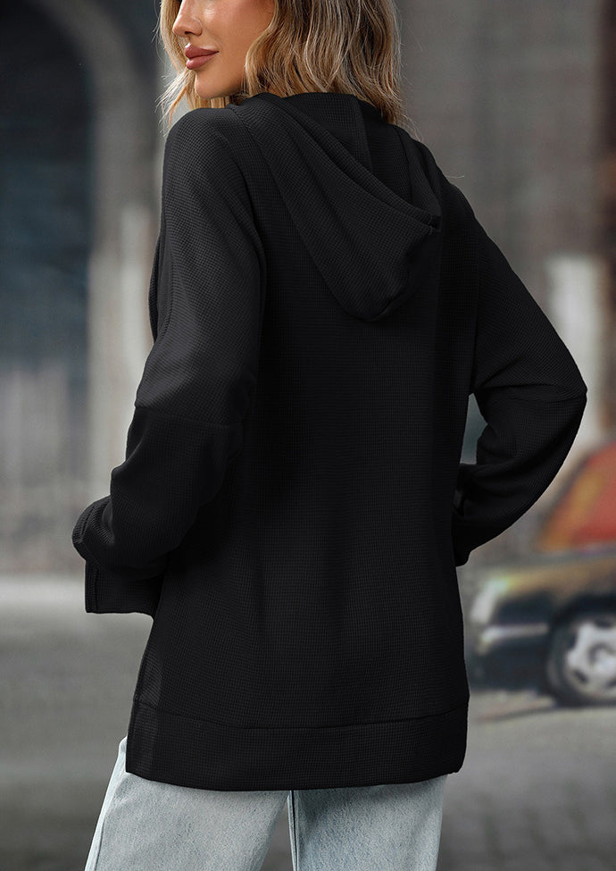 Waffle Hooded Sweatshirt with Front Pocket