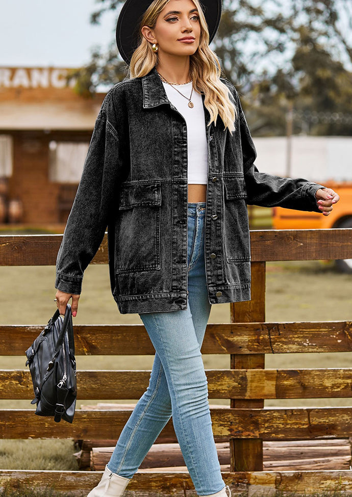 Retro Washed Button Up Denim Jacket