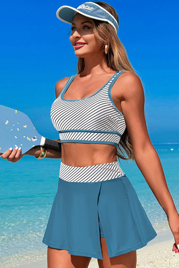 Quick-dry Racerback Top and Skort Bikini Set - Swimwear from Cindelily