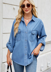 Washed Adjustable Sleeve Denim Shirt