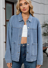 Washed Denim Jacket with Pockets
