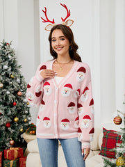 Christmas Santa Claus Jacquard Sweater Cardigan