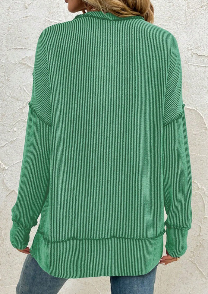 Stripe Side Split Long Sleeve Tunic