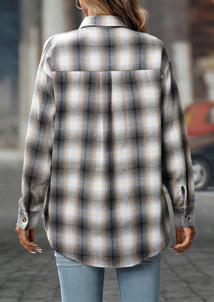 Retro Plaid Button Up Long Sleeve Casual Shirt