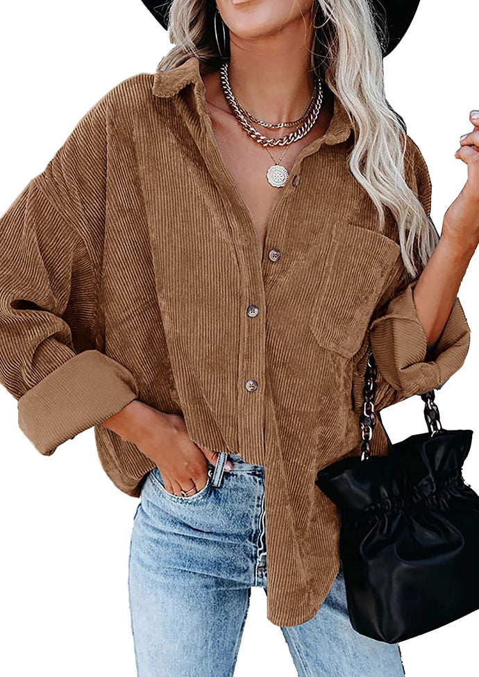Corduroy Oversize Button Up Casual Shirt