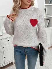 Valentine's Day Heart Pattern Turtleneck Sweater