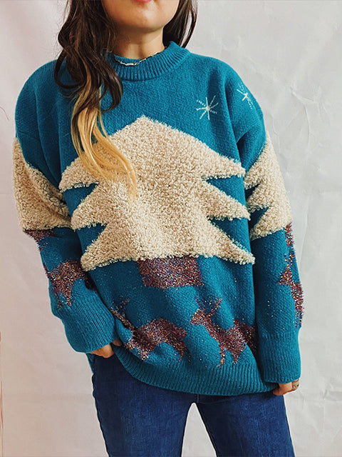Christmas Tree Jacquard Knit Sweater