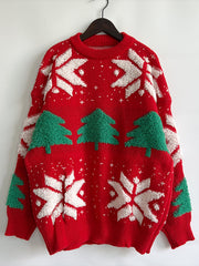 Jacquard Christmas Tree Crew Neck Sweater