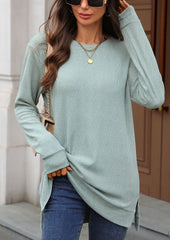 Textured Side Split Crew Neck Tunic