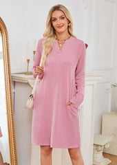V Neck Long Sleeve Casual Dress