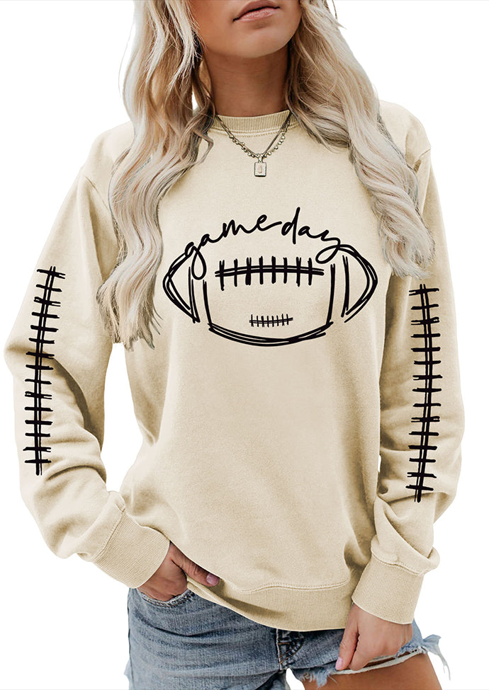 Game Day Football Print Crew Neck Sweatshirt