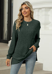 Side Split Pocket Detail Textured Casual Tunic