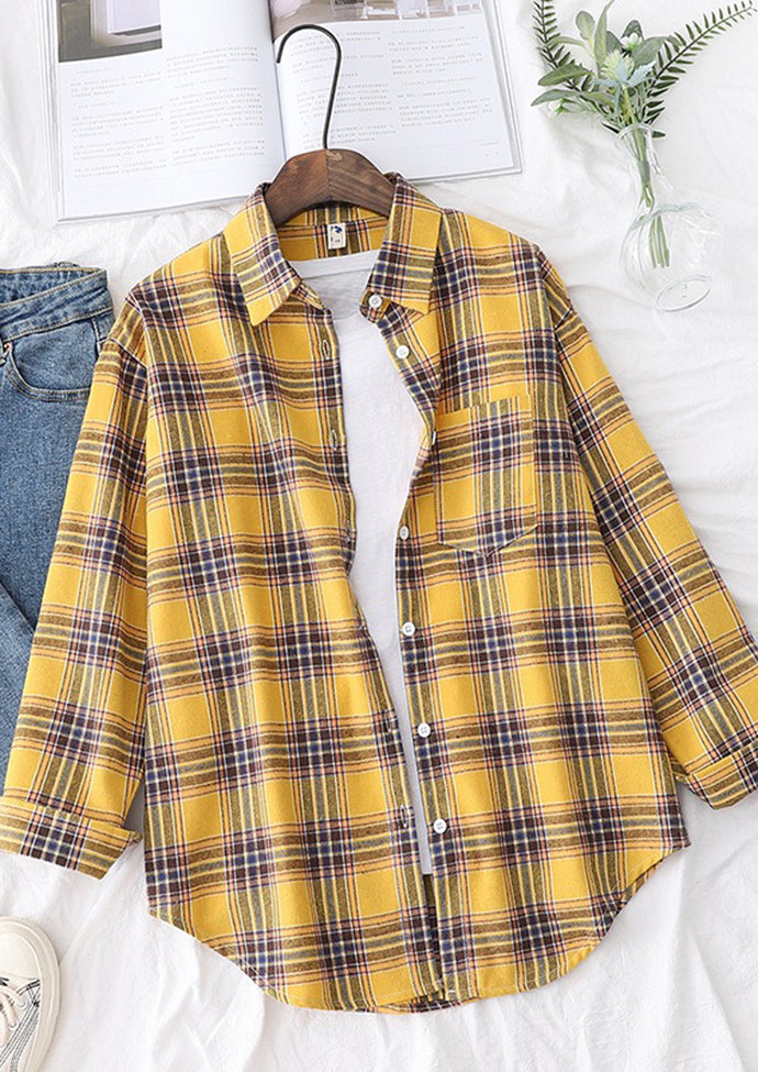 Vintage Plaid Brushed Button Up Shirt