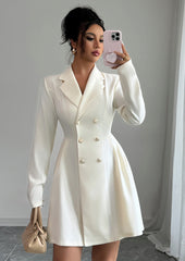 OL Style Double-breasted Pleated Mini Dress