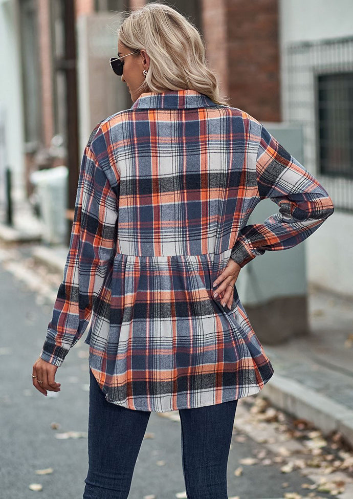 Pocket Detail Button Up Plaid Shirt