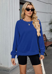 Ribbed Crew Neck Long Sleeve Oversize Sweatshirt