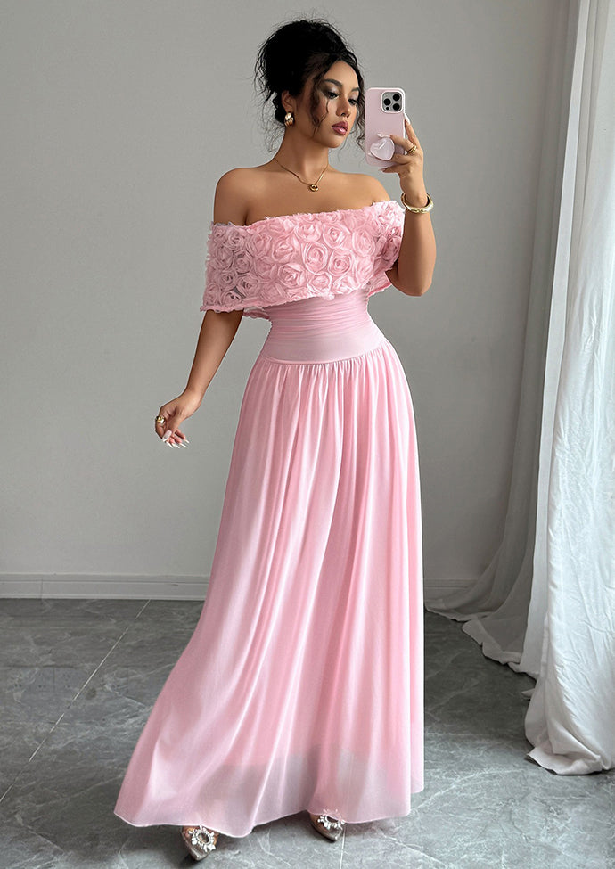 Rose Detail Off The Shoulder Maxi Dress