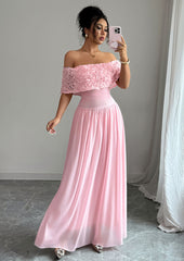 Rose Detail Off The Shoulder Maxi Dress
