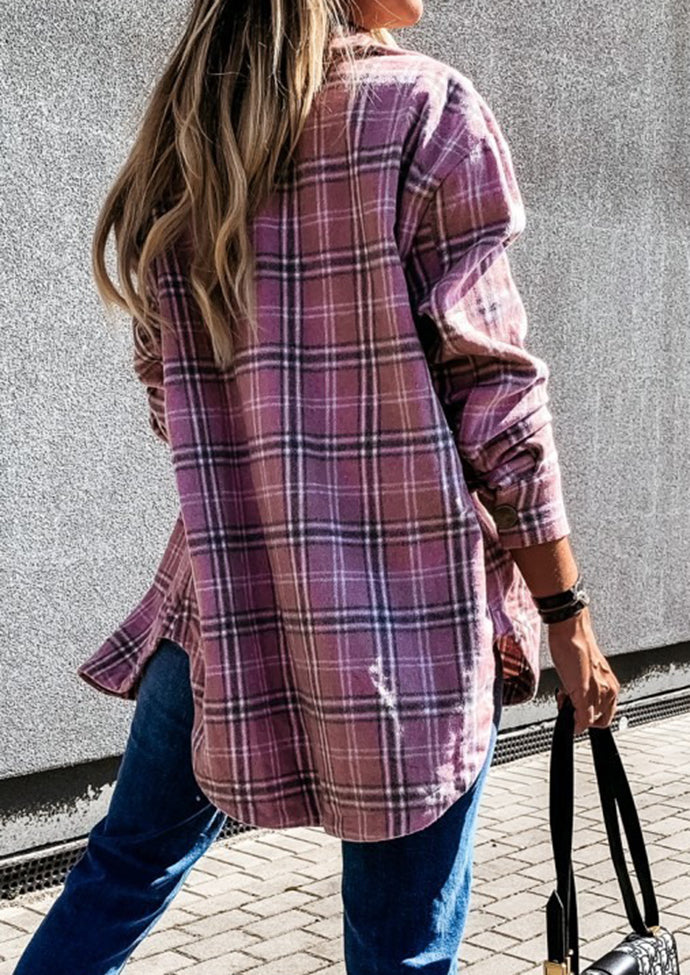 Plaid Brushed Button Up Casual Shirt