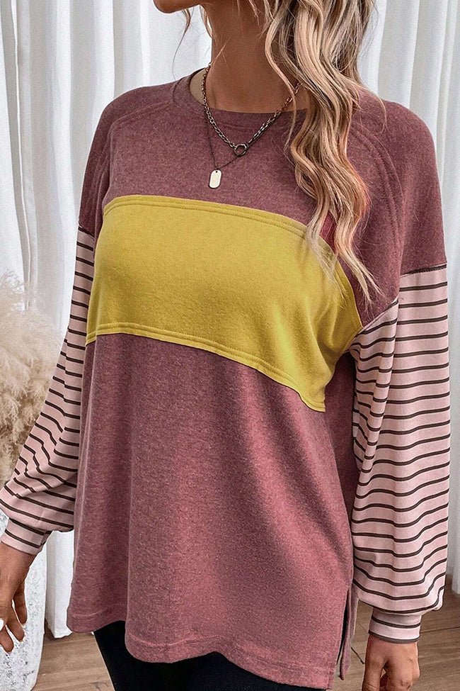 Color Block Stripe Long Sleeve T-shirt