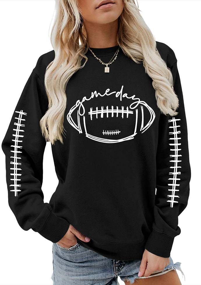 Game Day Football Print Crew Neck Sweatshirt