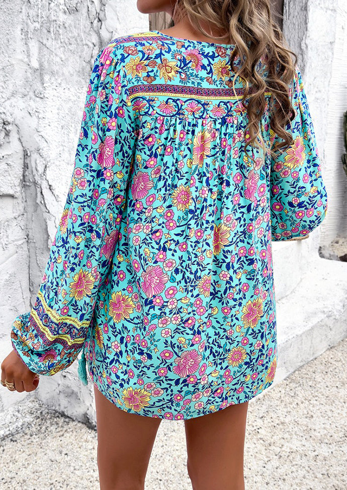 Boho Tie Detail Long Sleeve Blouse