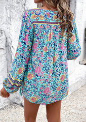 Boho Tie Detail Long Sleeve Blouse