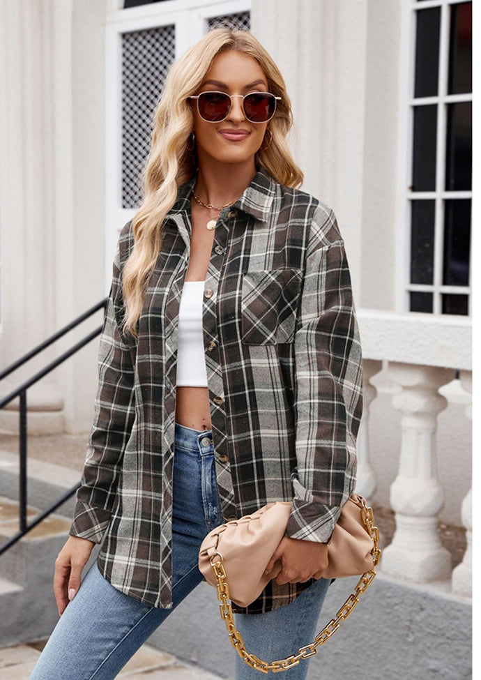 Retro Plaid Button Up Casual Shirt
