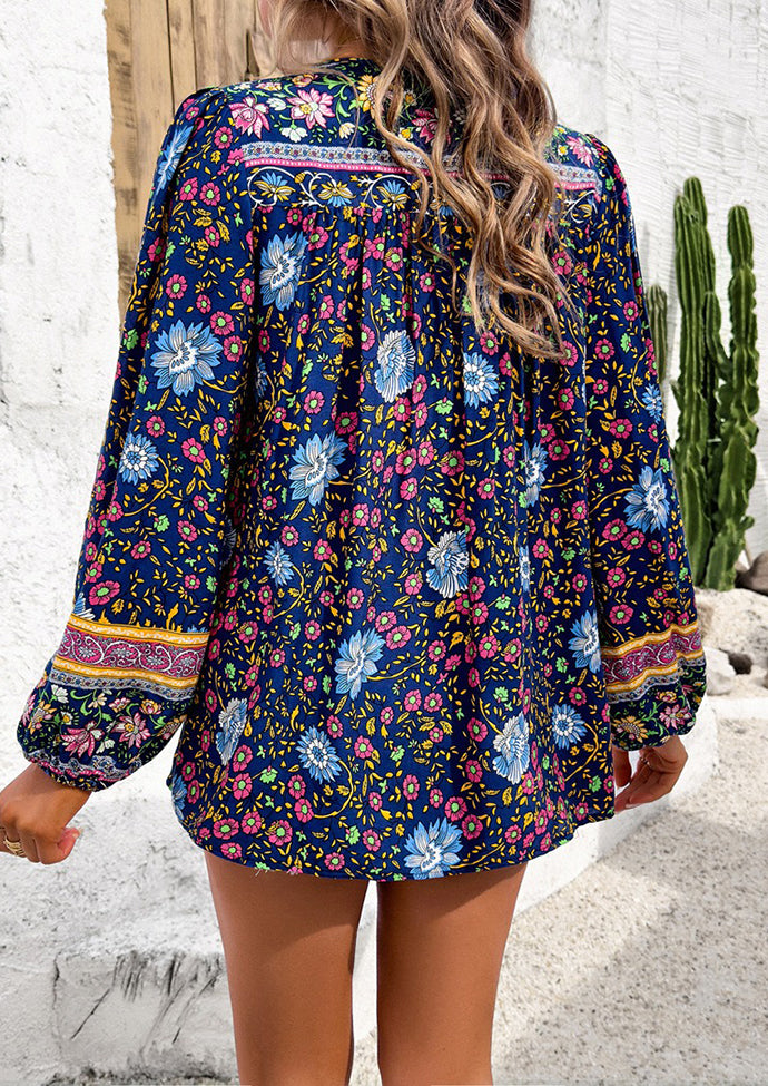 Boho Tie Detail Long Sleeve Blouse