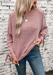 Lace Up Bow Tie Knitted Sweater